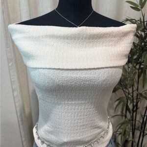 Elegant Off-Shoulder White Sweater